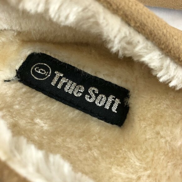 True Soft Womens Moccasin Flats Faux Suede Faux Fur Lined Beige Size 6 - Picture 6 of 6